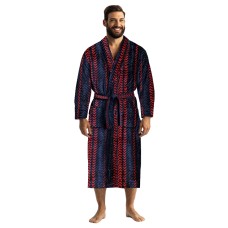 Luxury Criss-Cross Pattern 100% Cotton Velour Bathrobe Men's British Designed Jacquard Yarn Dyed 